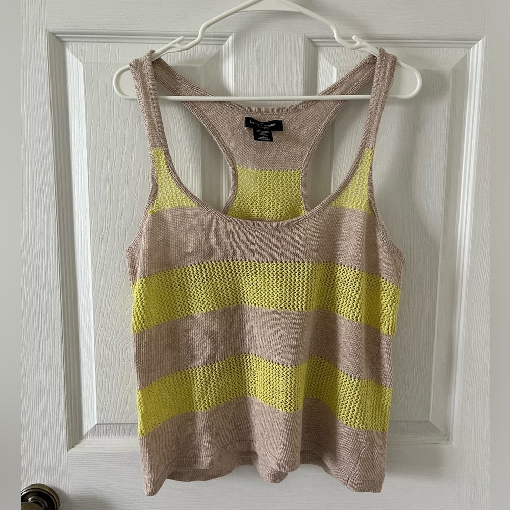 Love Cameron Striped Tank Top in Yellow and Beige